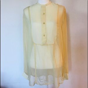 Rachel Roy sheer pale yellow blouse